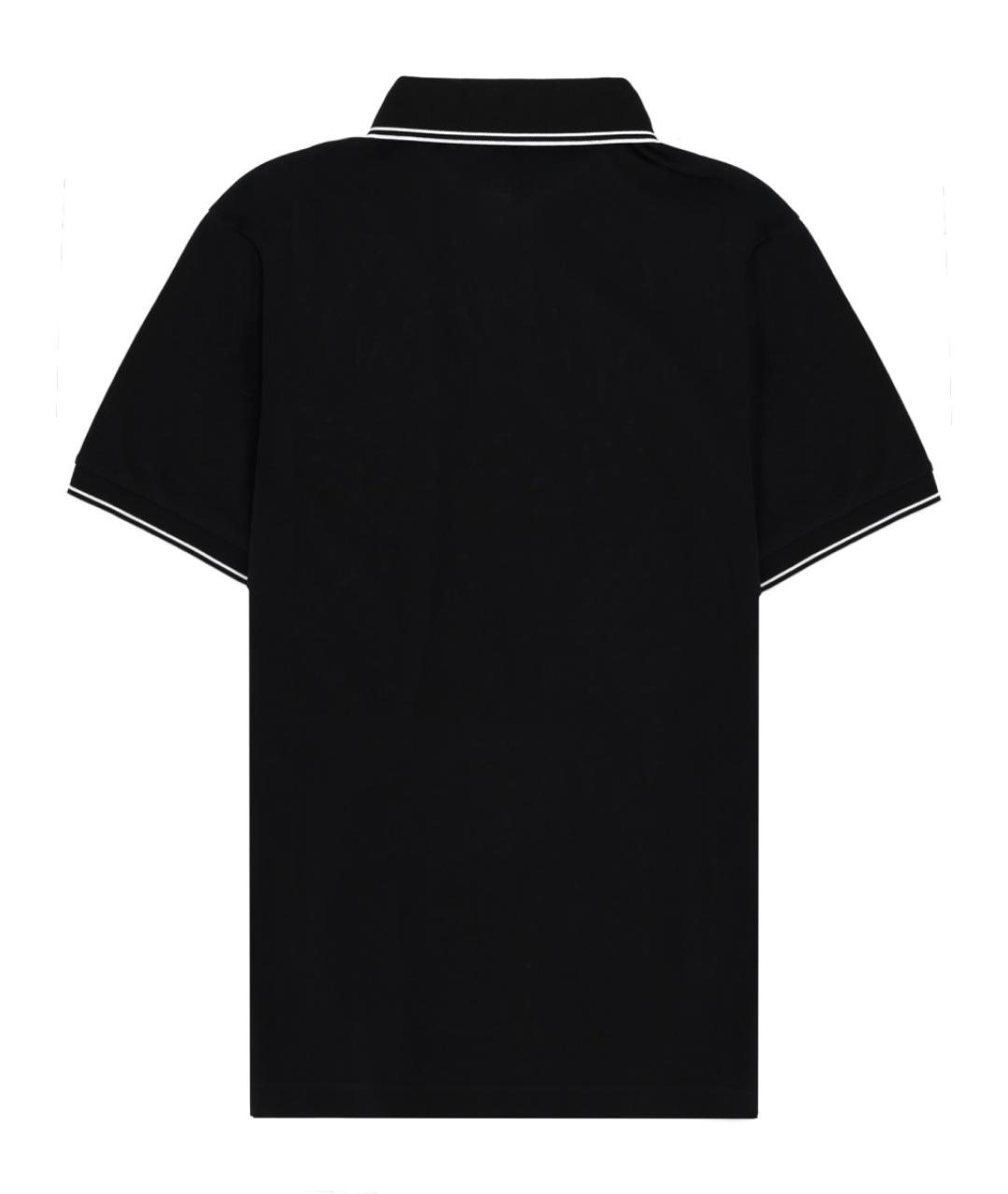 STONE ISLAND Черное хлопковое поло с коротким рукавом, фото 2