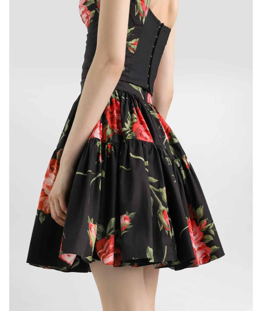 DOLCE&GABBANA Черная хлопковая юбка миди, фото 5