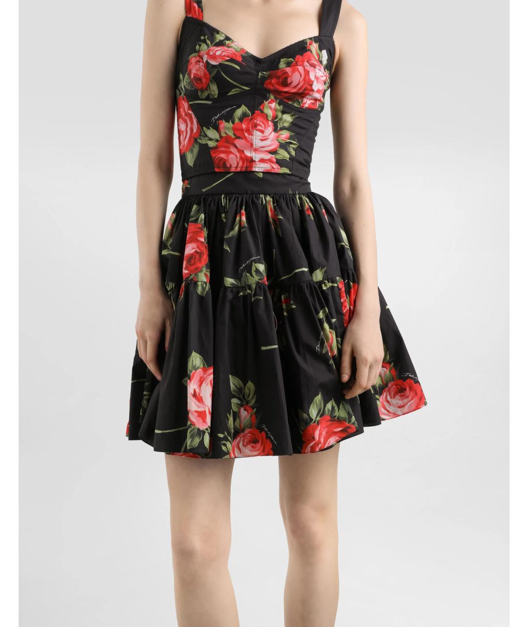 DOLCE&GABBANA Черная хлопковая юбка миди, фото 4