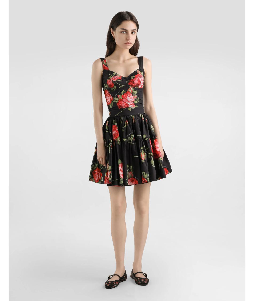 DOLCE&GABBANA Черная хлопковая юбка миди, фото 2