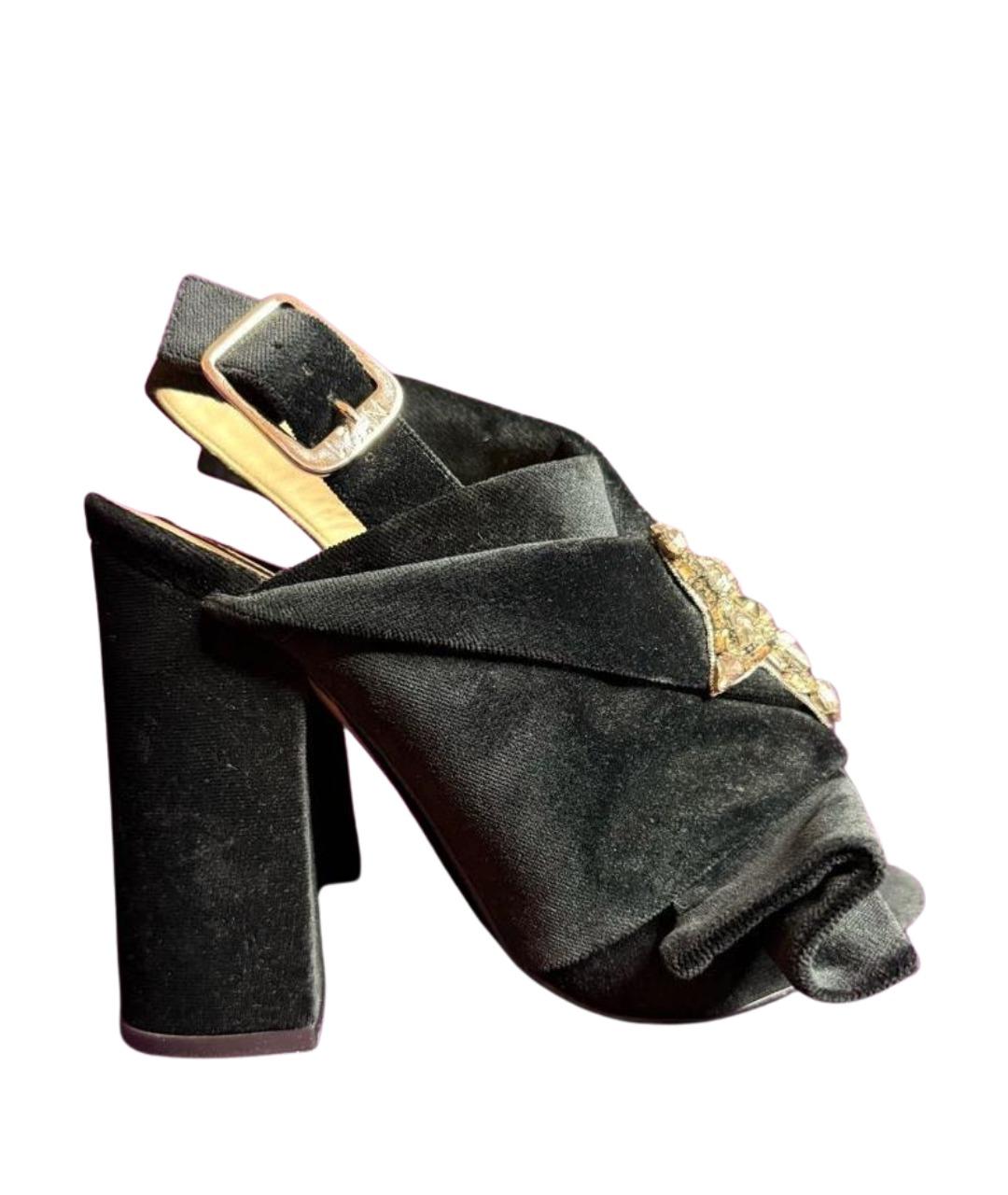 NO. 21 Черные бархатные босоножки, фото 1