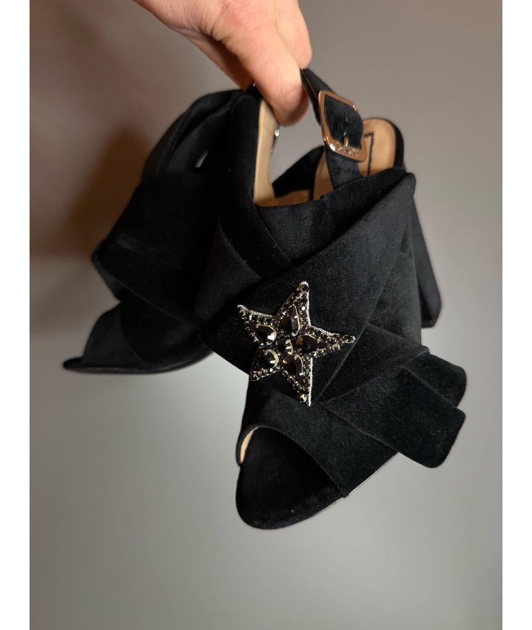 NO. 21 Черные бархатные босоножки, фото 8