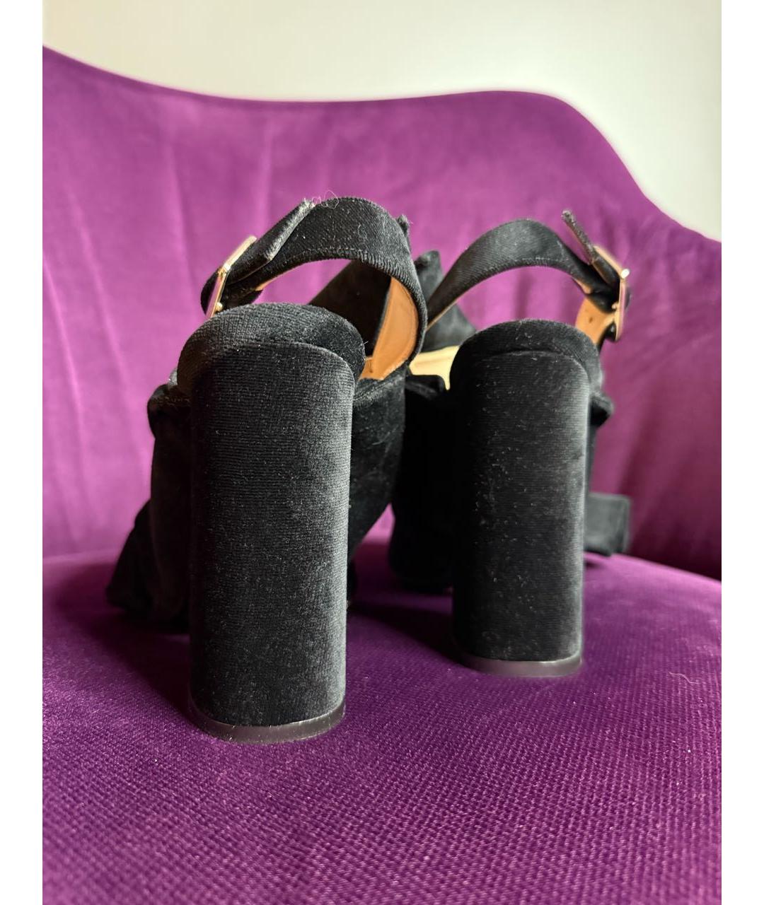 NO. 21 Черные бархатные босоножки, фото 4