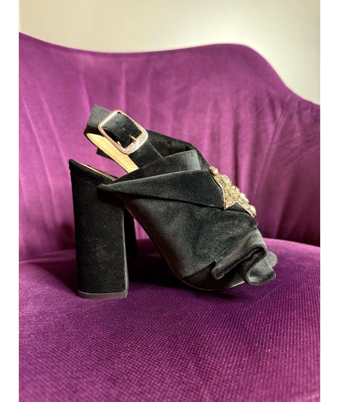 NO. 21 Черные бархатные босоножки, фото 9
