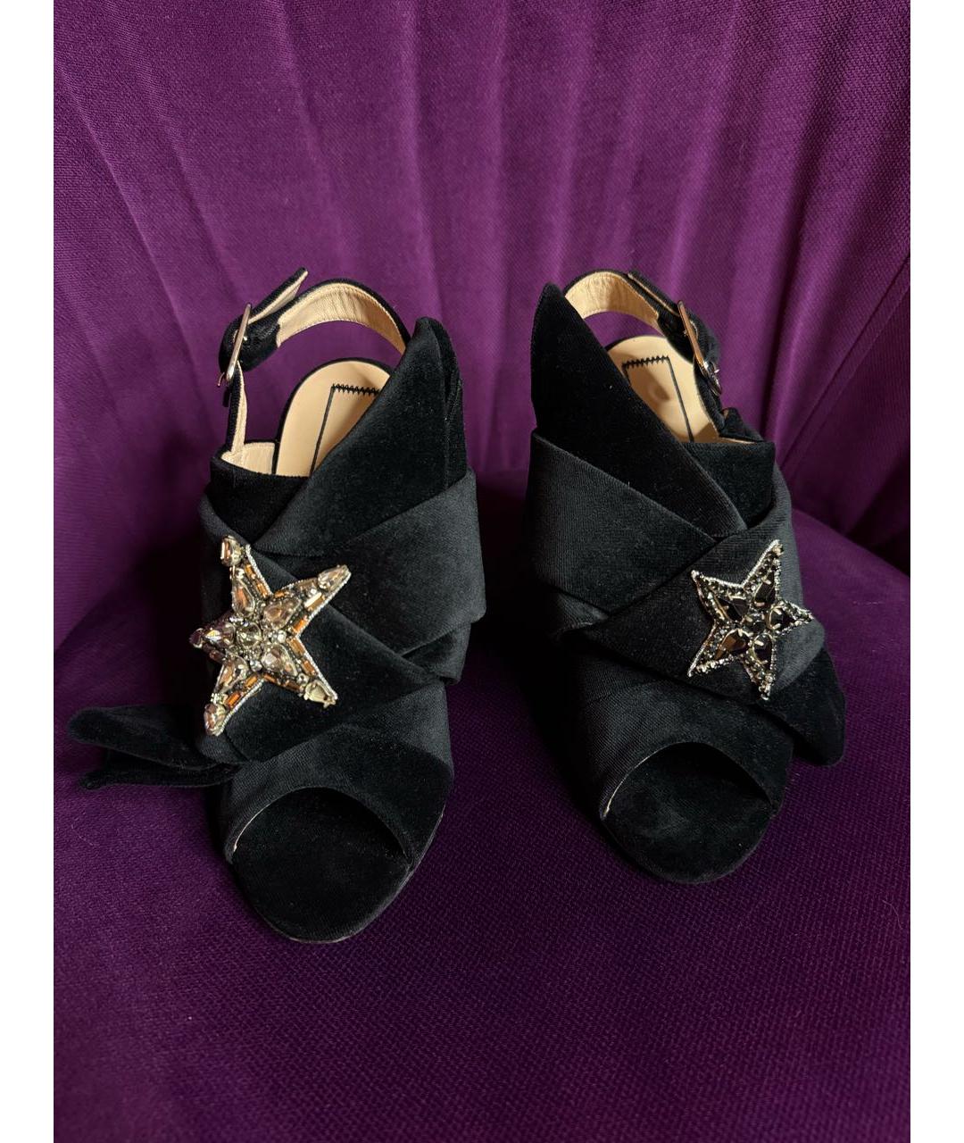NO. 21 Черные бархатные босоножки, фото 2