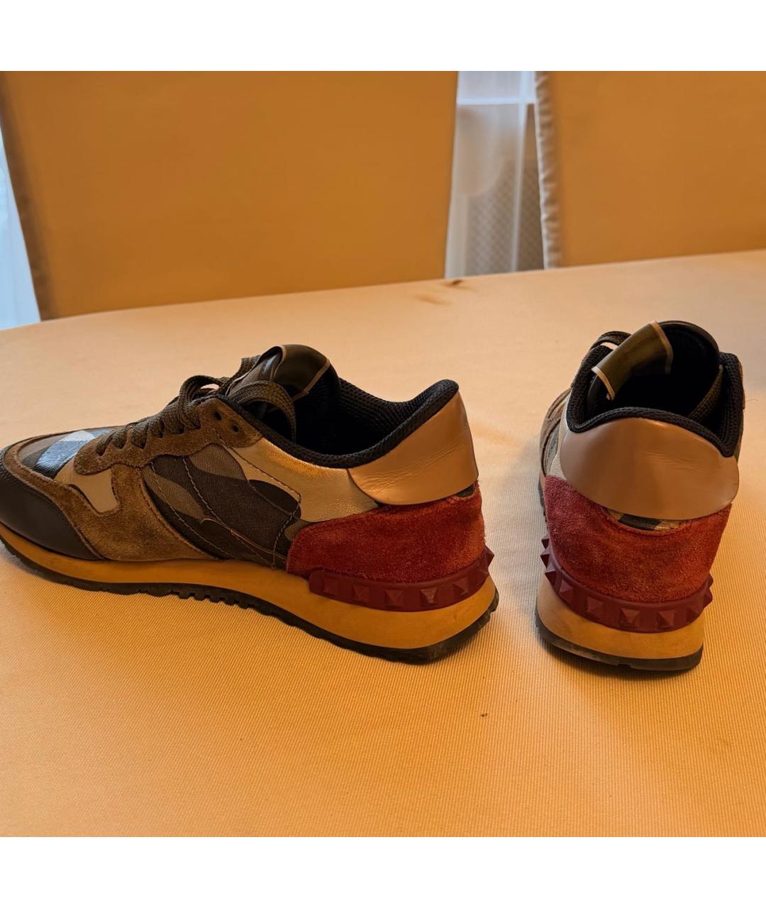 VALENTINO Хаки кожаные кроссовки, фото 4