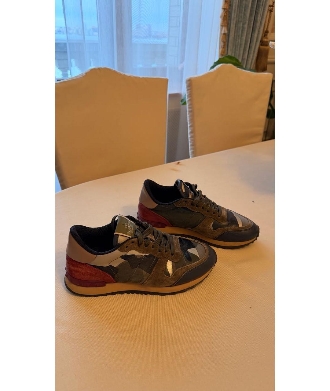 VALENTINO Хаки кожаные кроссовки, фото 7