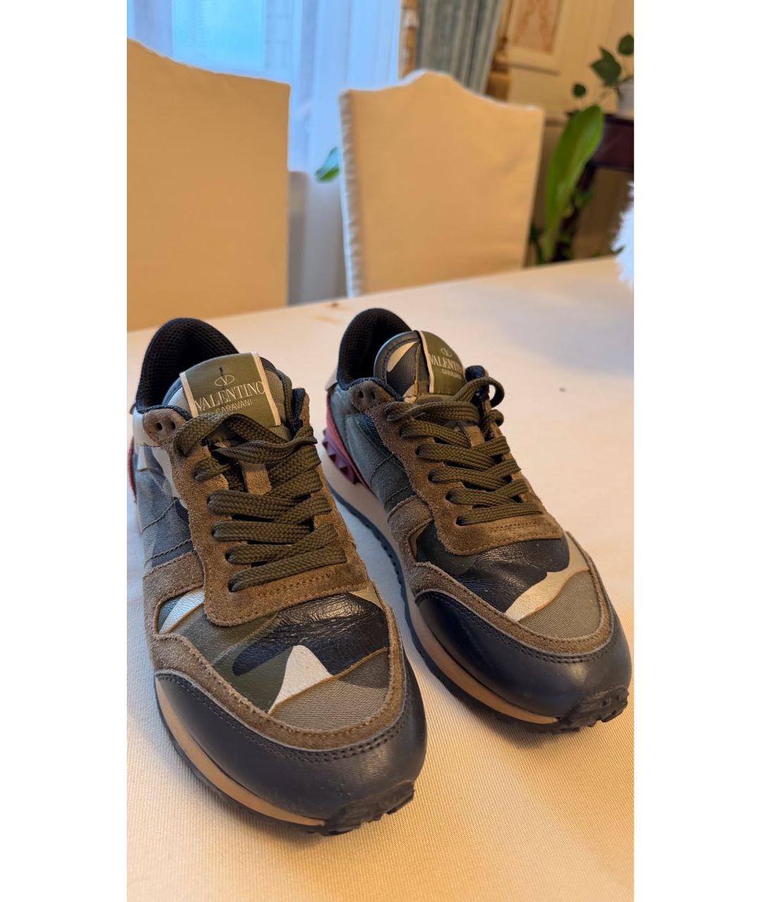 VALENTINO Хаки кожаные кроссовки, фото 3