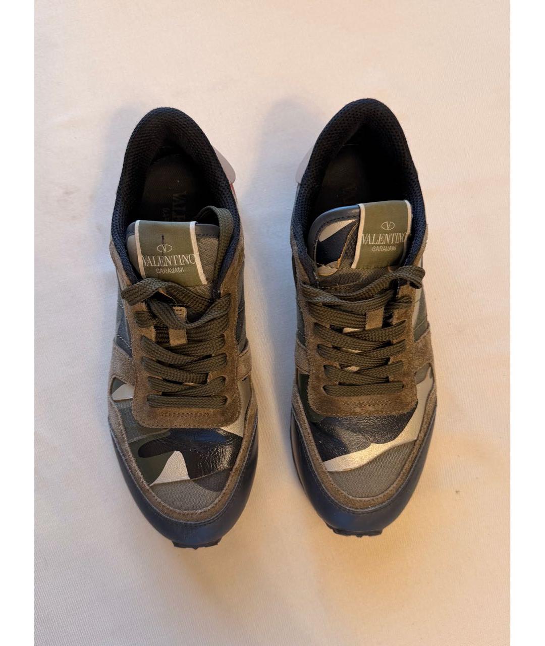 VALENTINO Хаки кожаные кроссовки, фото 2