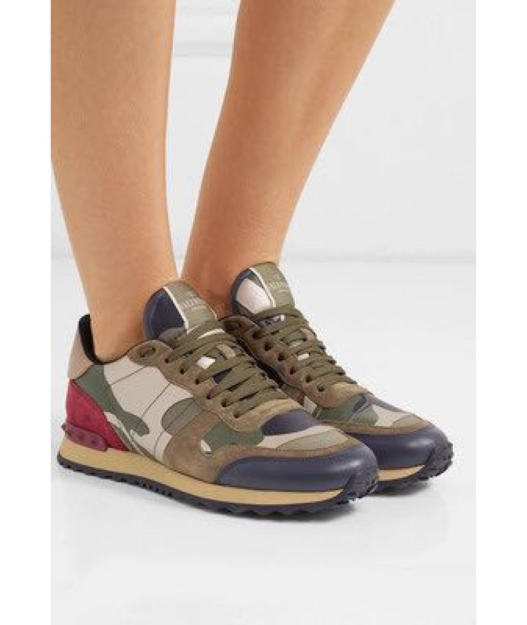 VALENTINO Хаки кожаные кроссовки, фото 5