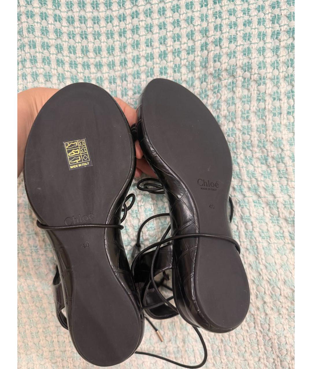 CHLOE Черные кожаные босоножки, фото 6