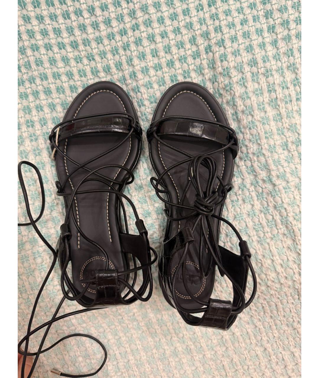 CHLOE Черные кожаные босоножки, фото 7