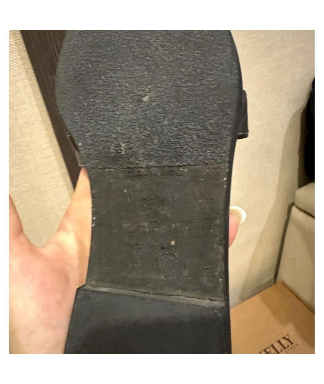 HERMES Черные кожаные шлепанцы, фото 6