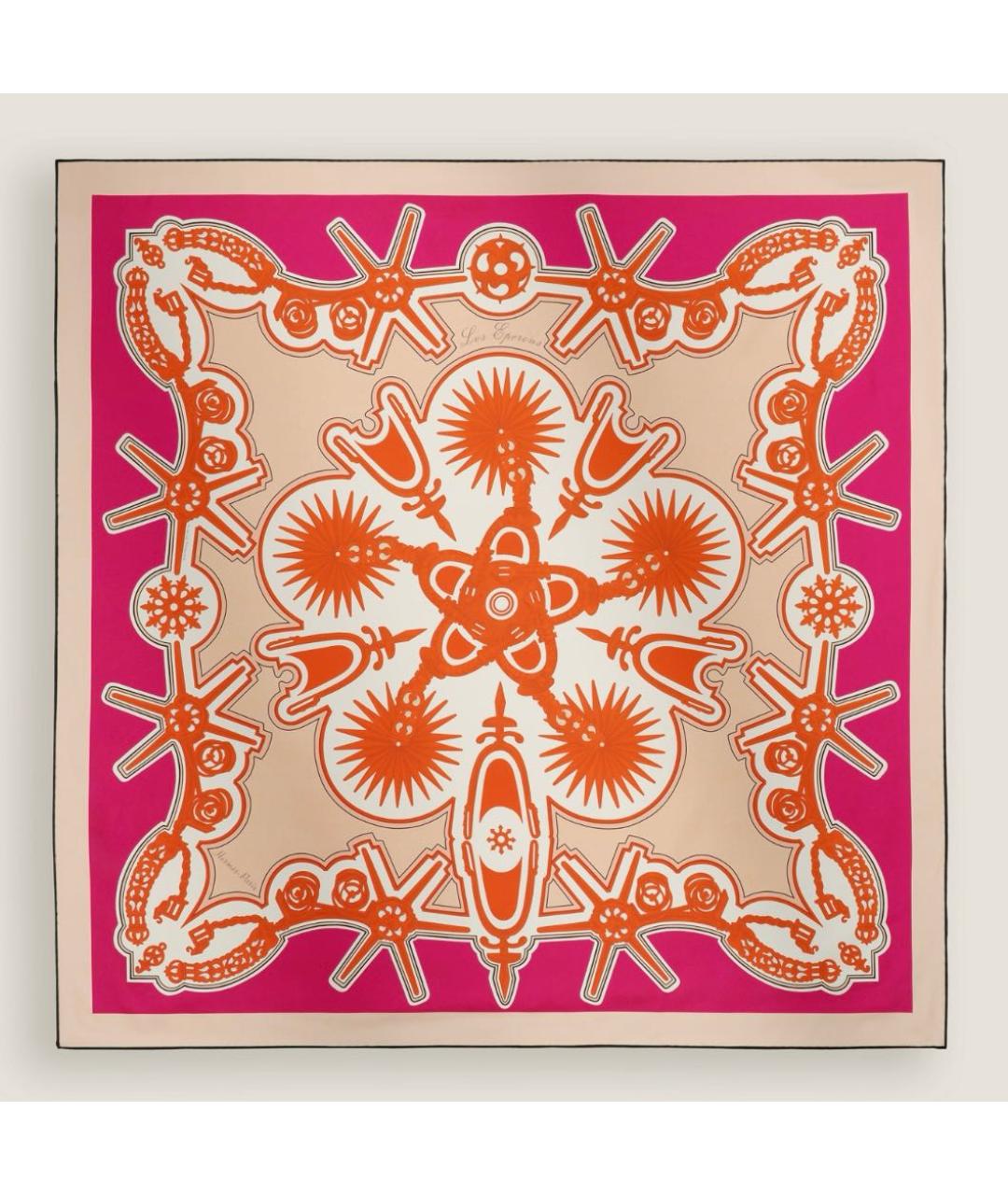 HERMES Оранжевый шелковый платок, фото 4