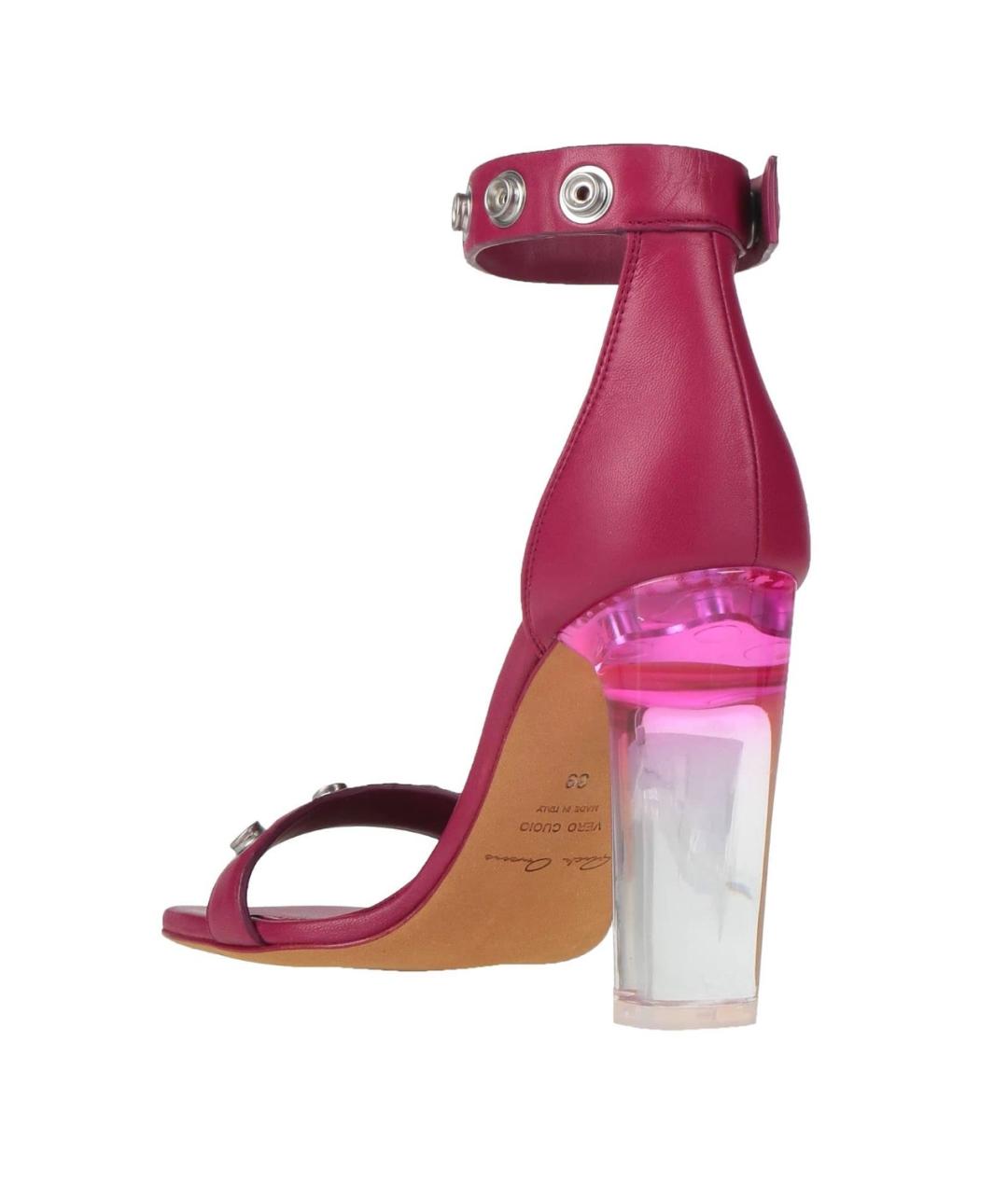 RICK OWENS Фуксия кожаные босоножки, фото 4