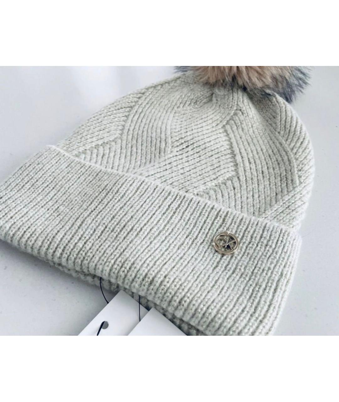 CALVIN KLEIN Бежевая синтетическая шапка, фото 6