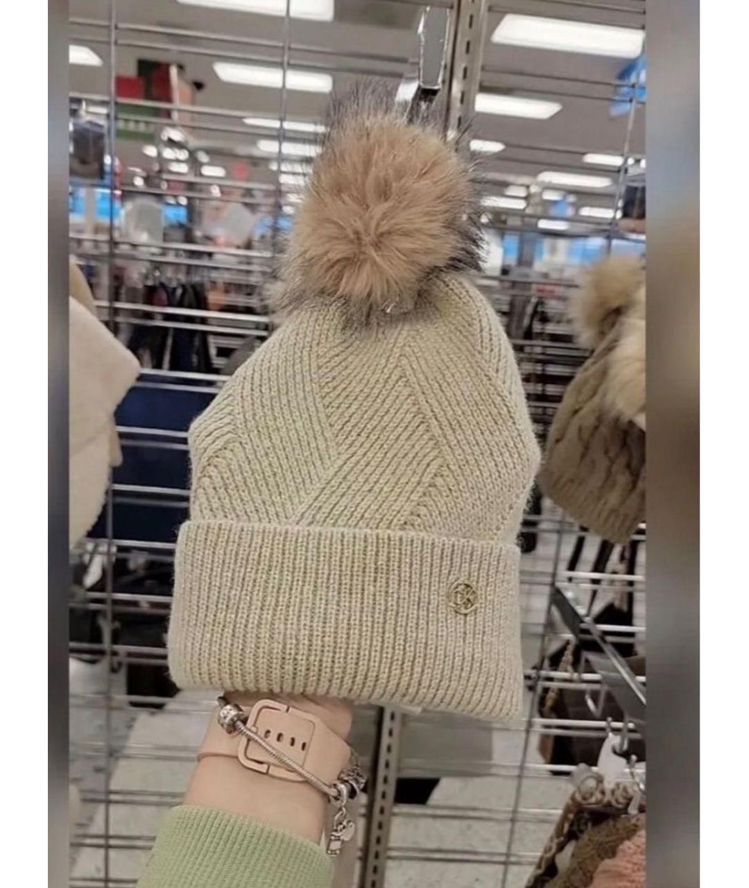 CALVIN KLEIN Бежевая синтетическая шапка, фото 3