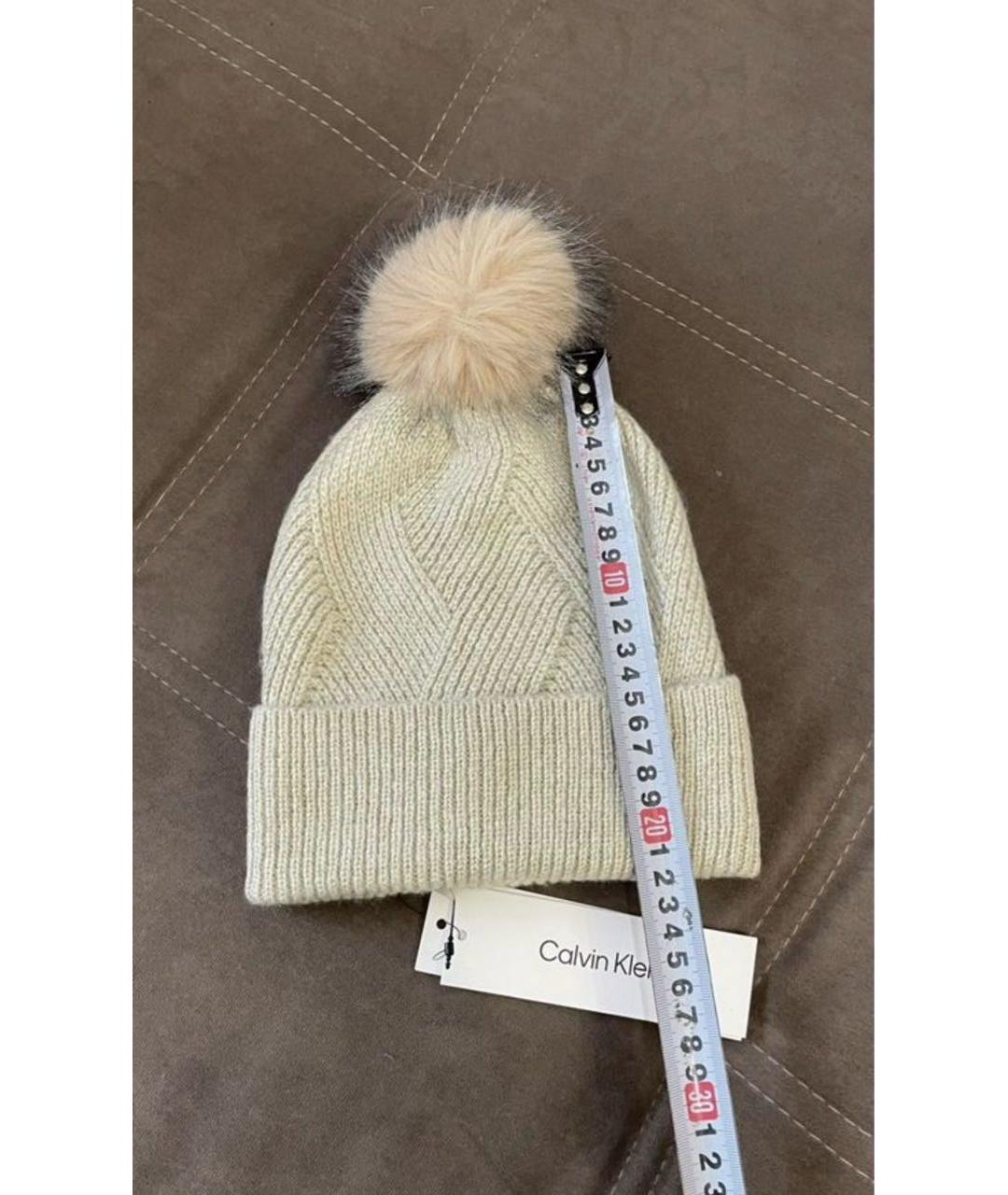 CALVIN KLEIN Бежевая синтетическая шапка, фото 5