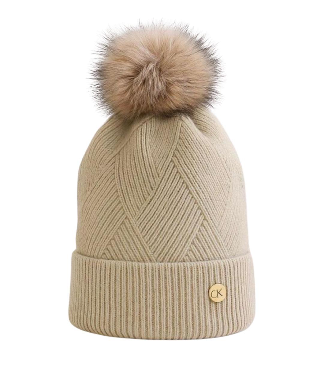 CALVIN KLEIN Бежевая синтетическая шапка, фото 1