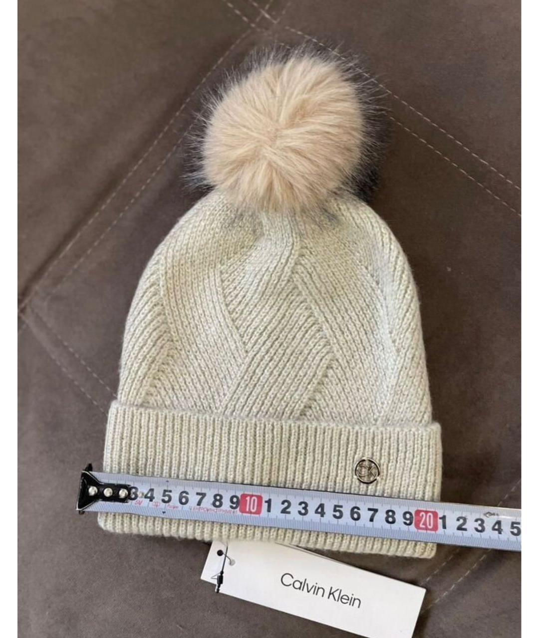 CALVIN KLEIN Бежевая синтетическая шапка, фото 4