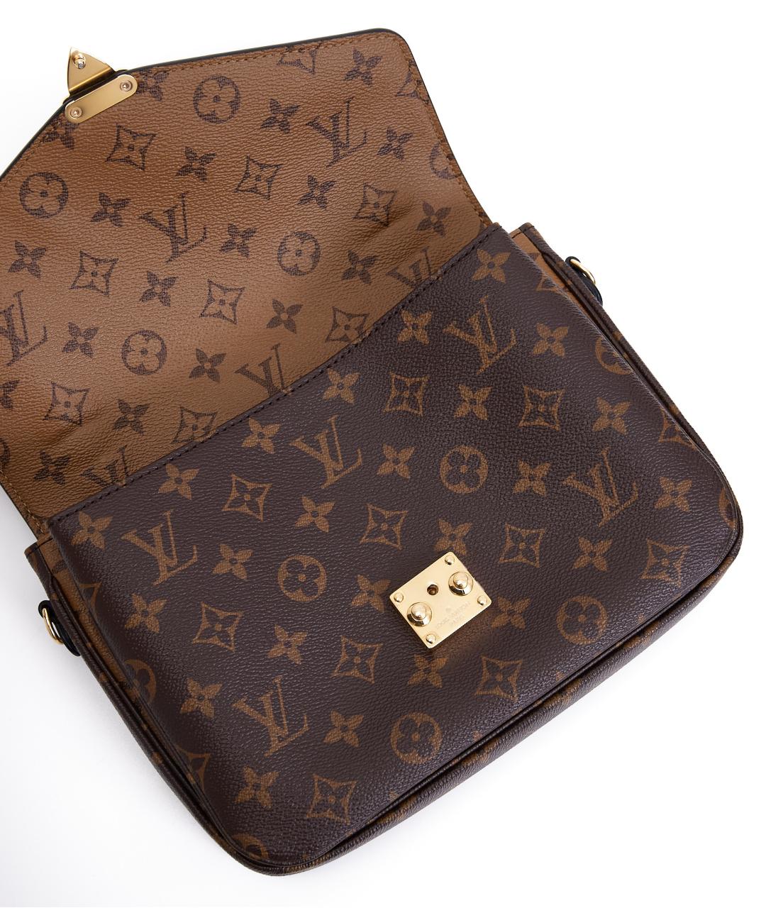 LOUIS VUITTON Коричневая кожаная сумка через плечо, фото 4