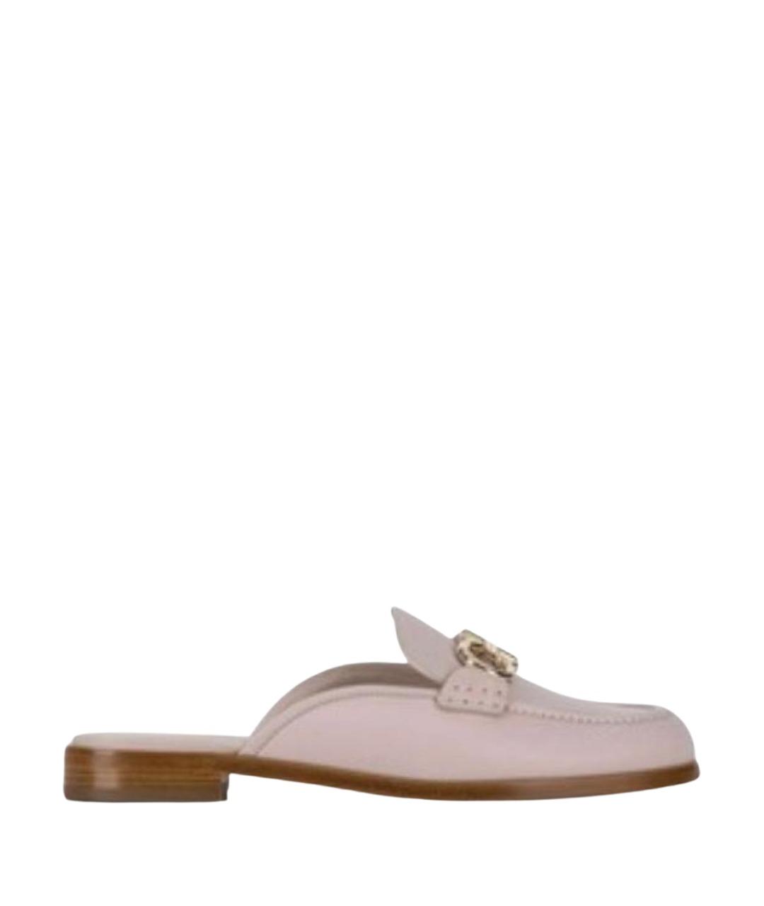 FERRAGAMO Бежевые кожаные мюли, фото 1