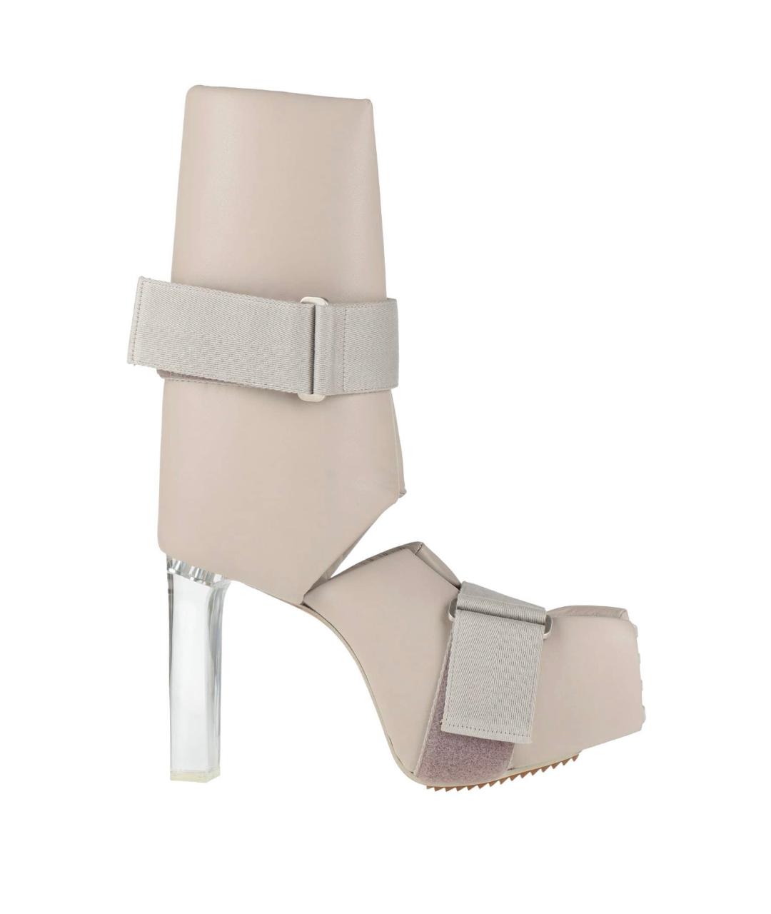 RICK OWENS Серые кожаные полусапоги, фото 1