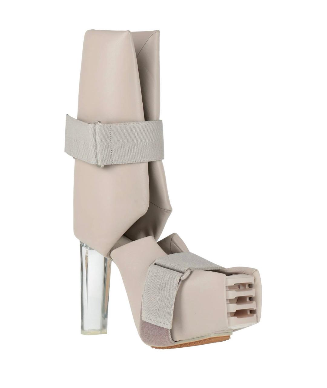 RICK OWENS Серые кожаные полусапоги, фото 2