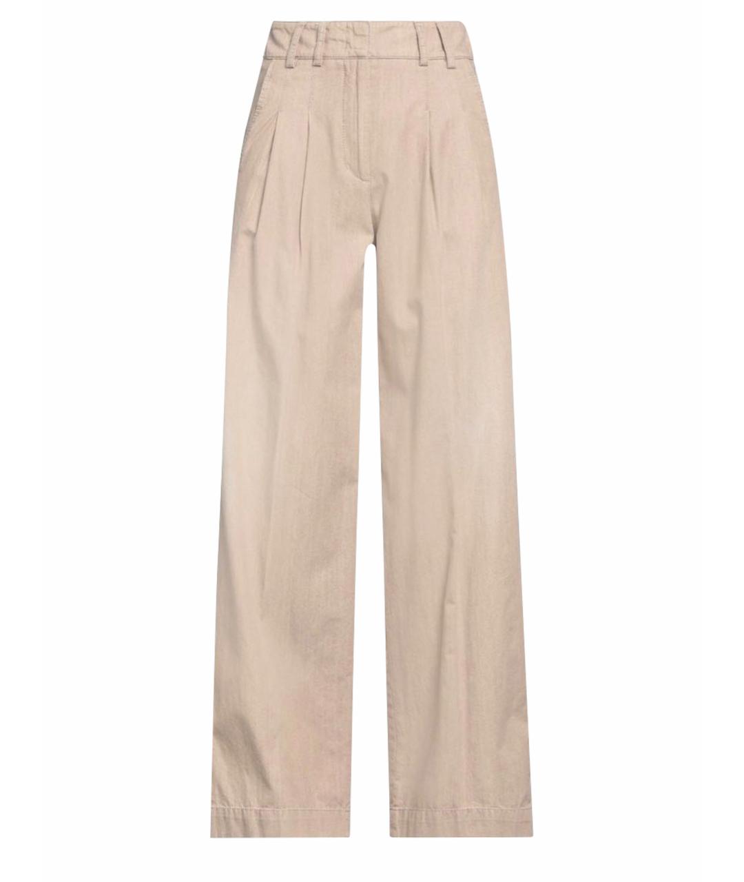 PESERICO Бежевые хлопковые брюки широкие, фото 1