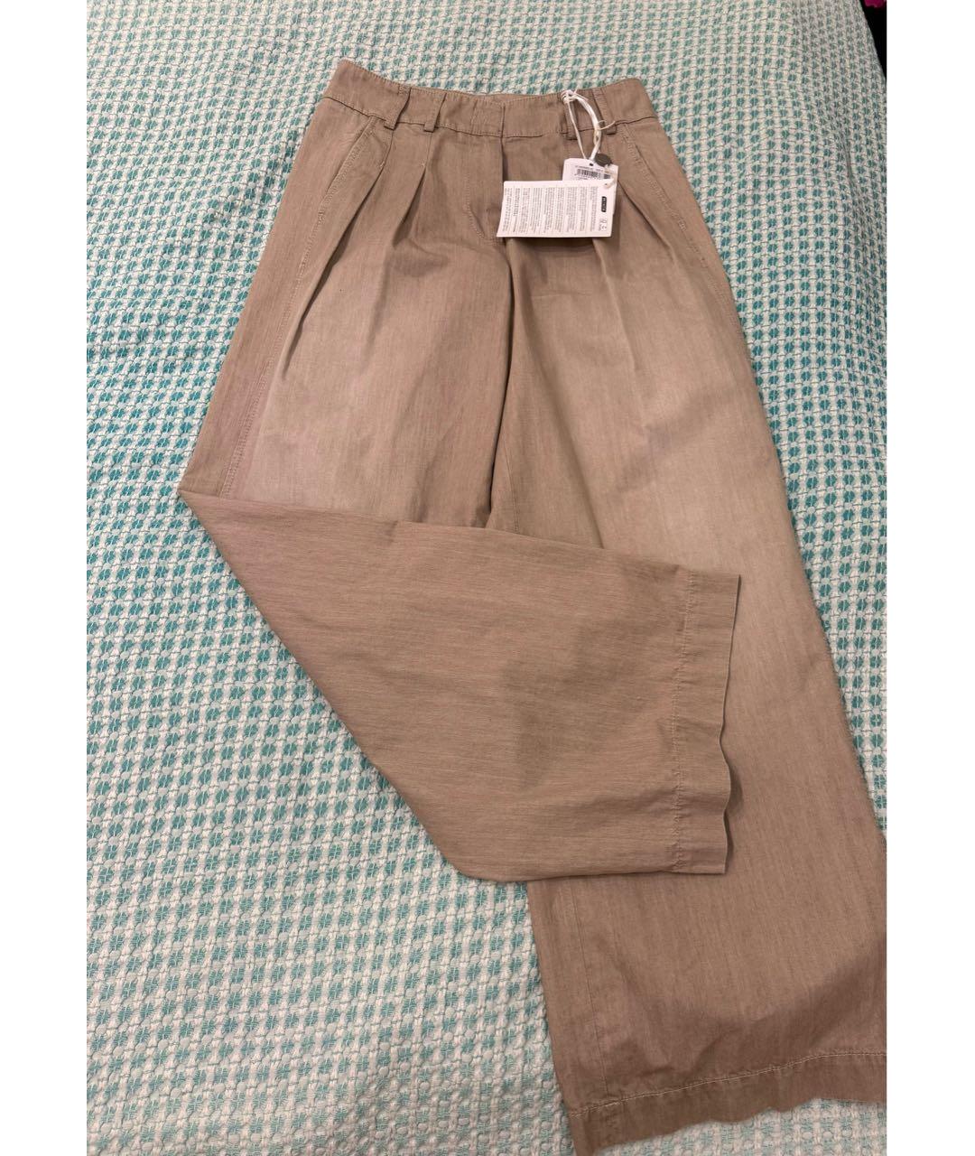 PESERICO Бежевые хлопковые брюки широкие, фото 2