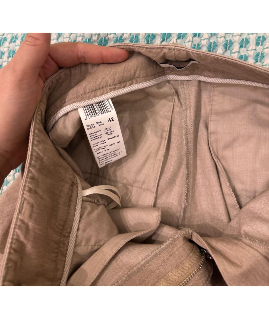 PESERICO Бежевые хлопковые брюки широкие, фото 4