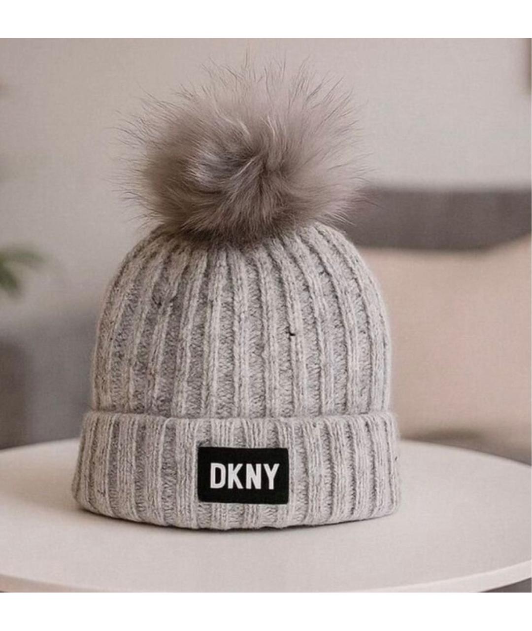 DKNY Серая синтетическая шапка, фото 5