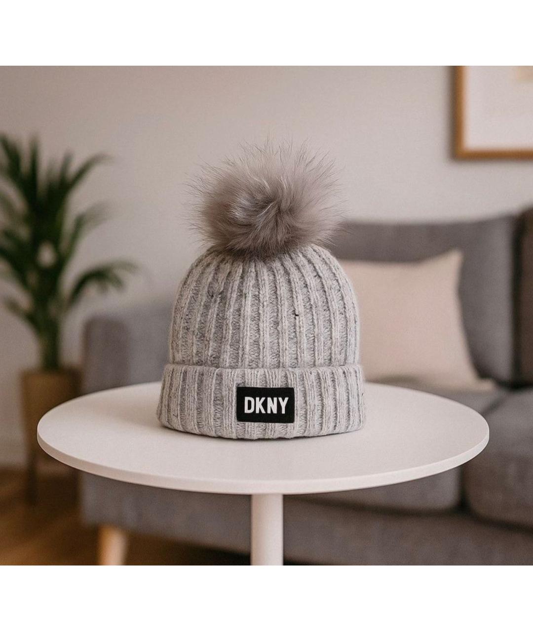 DKNY Серая синтетическая шапка, фото 2