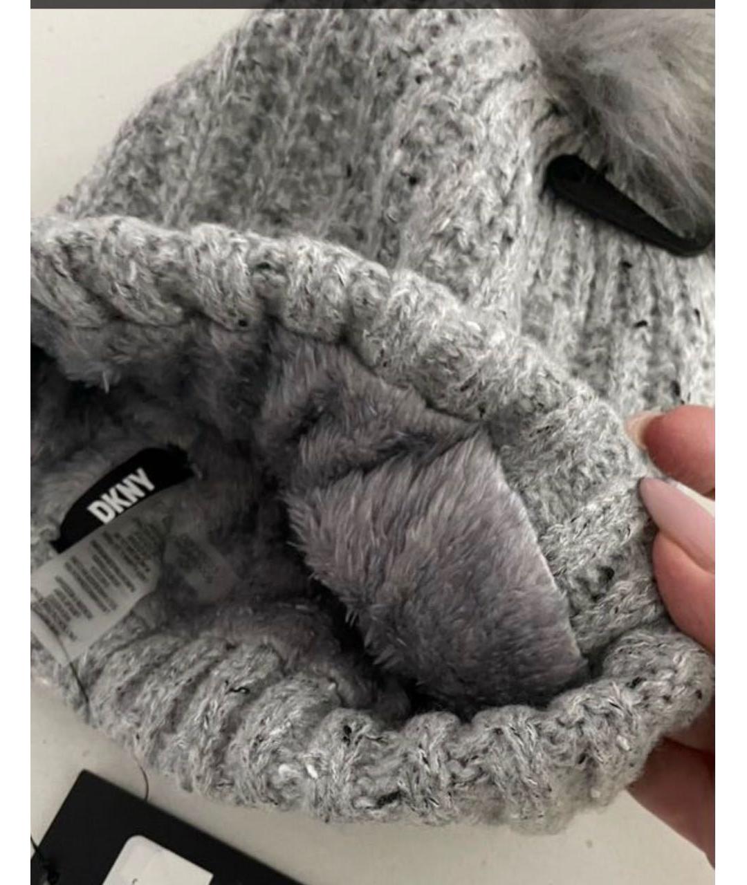 DKNY Серая синтетическая шапка, фото 4