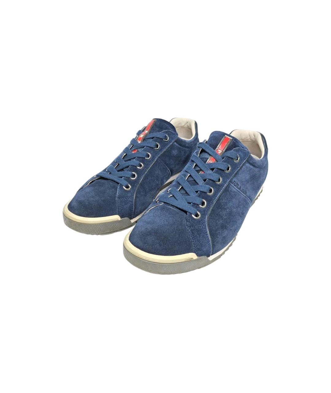 PRADA Синие замшевые низкие кроссовки / кеды, фото 3