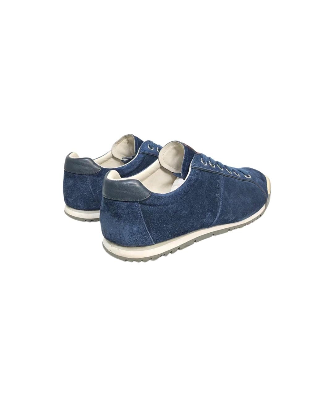 PRADA Синие замшевые низкие кроссовки / кеды, фото 4