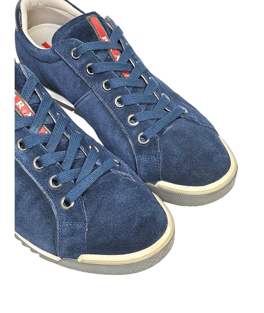 PRADA Синие замшевые низкие кроссовки / кеды, фото 5