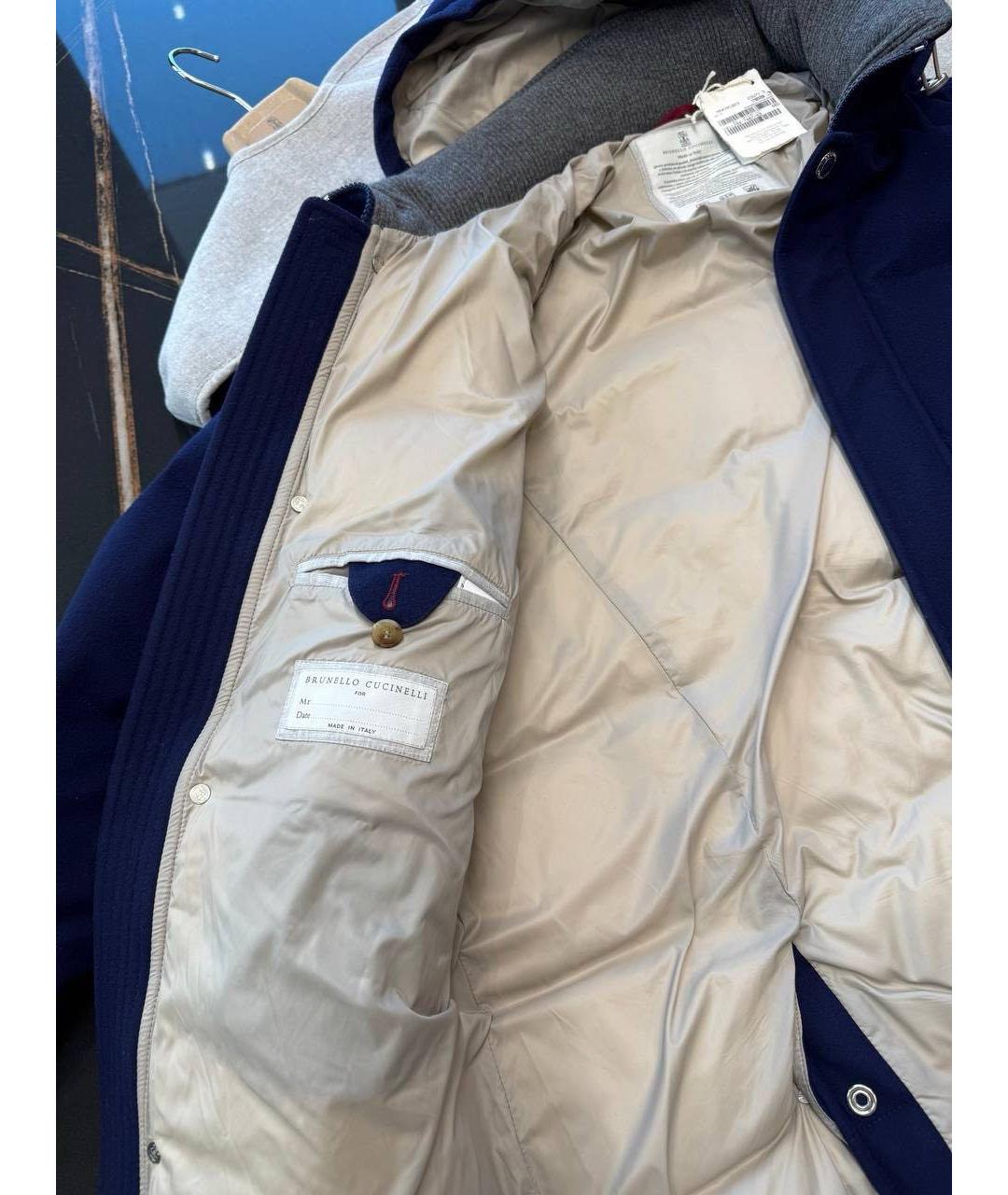 BRUNELLO CUCINELLI Синий шерстяной пуховик, фото 4