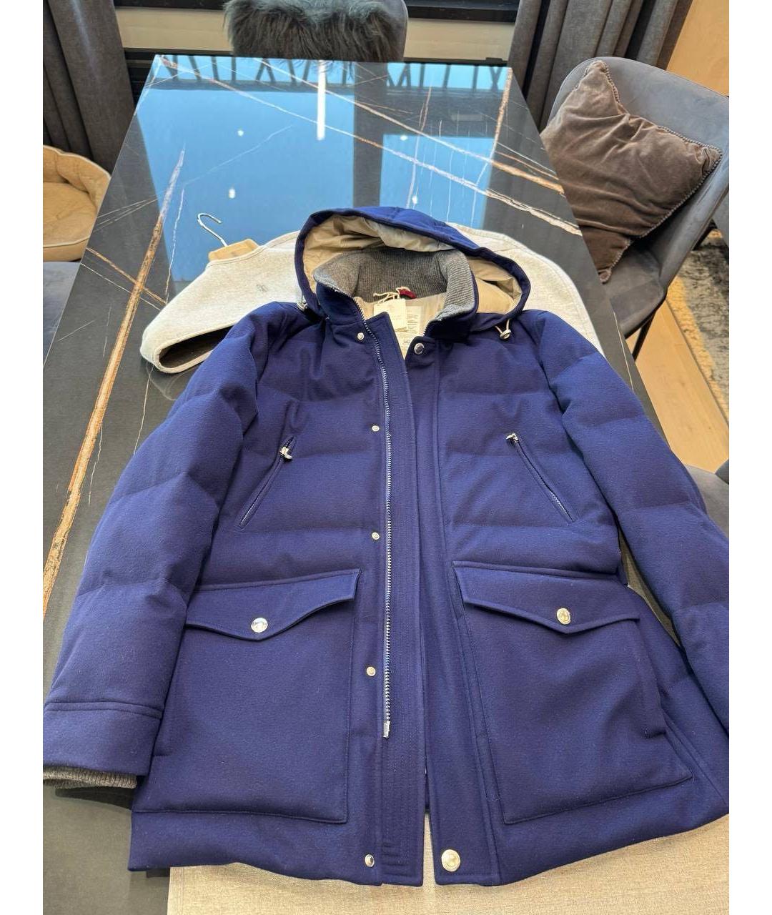 BRUNELLO CUCINELLI Синий шерстяной пуховик, фото 2