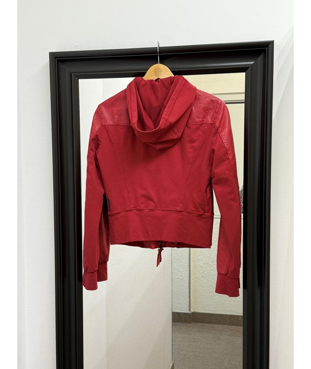 ARMANI JEANS Красная кожаная куртка, фото 2