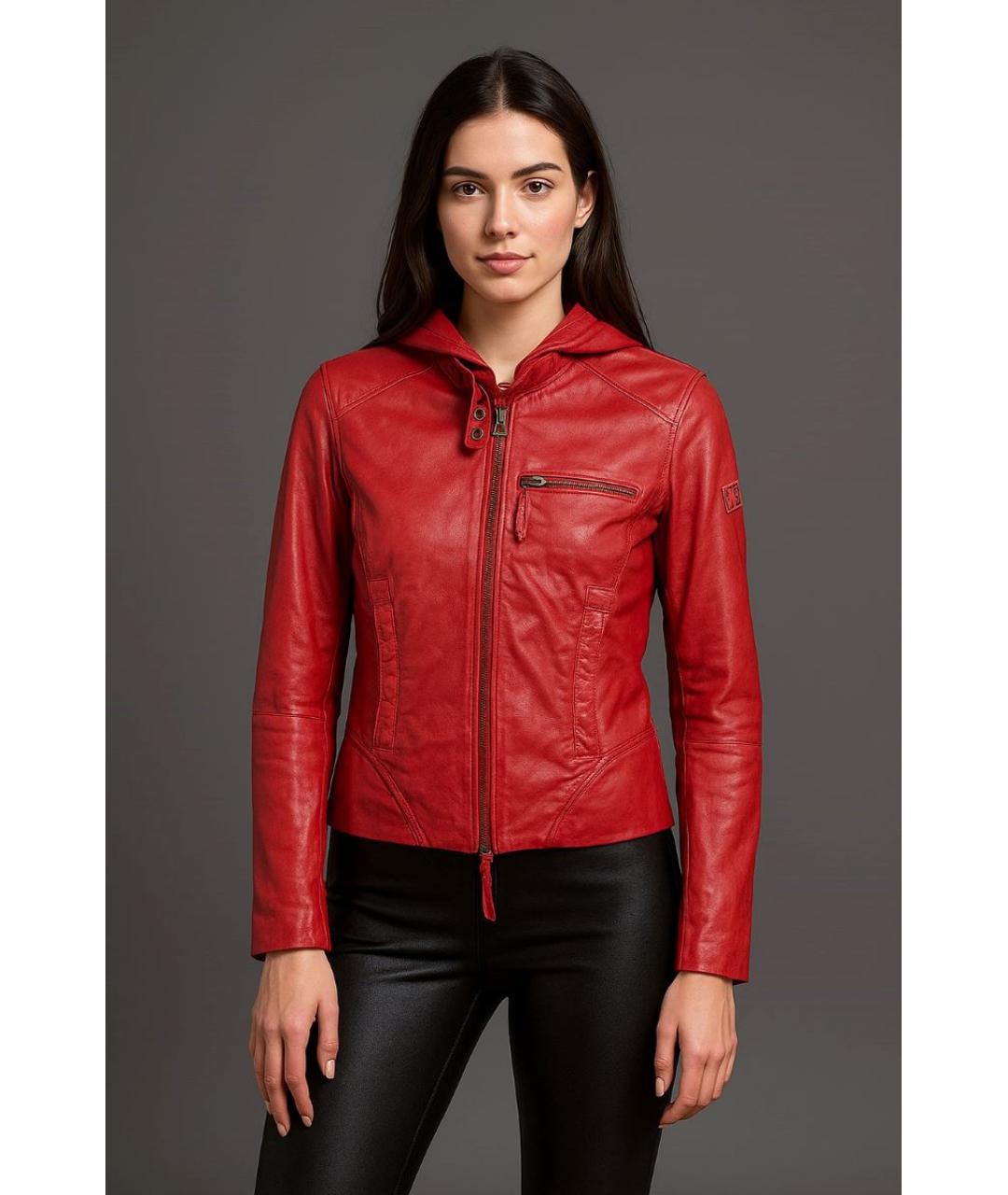 ARMANI JEANS Красная кожаная куртка, фото 7