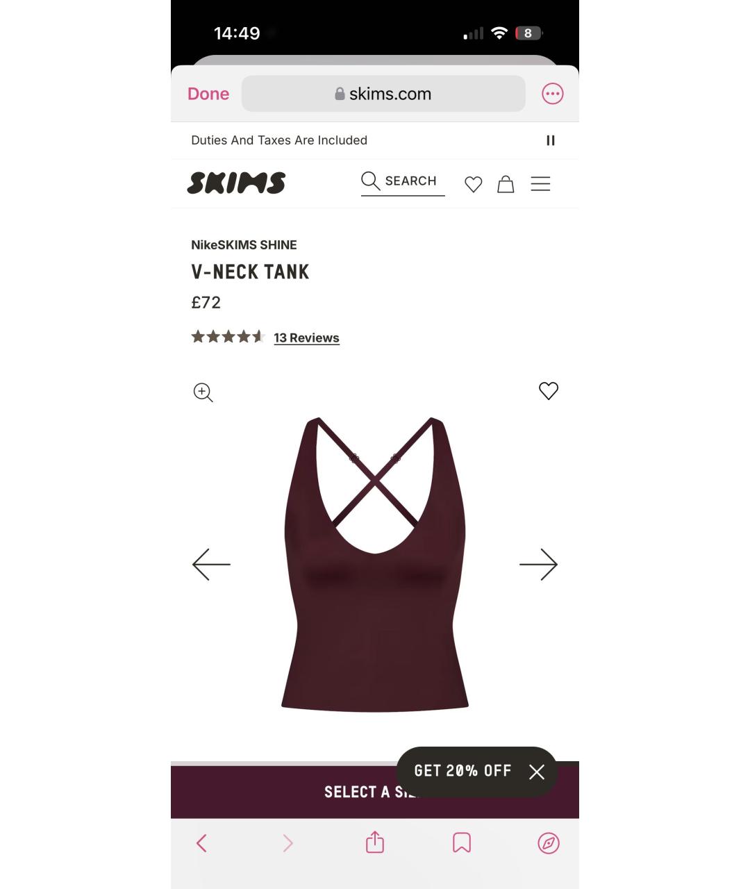 SKIMS Бордовая полиамидовая майка, фото 7