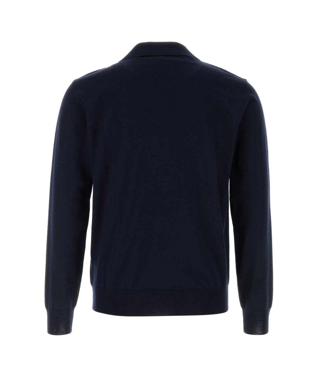 VALENTINO Синее хлопко-шерстяное поло с длинным рукавом, фото 2