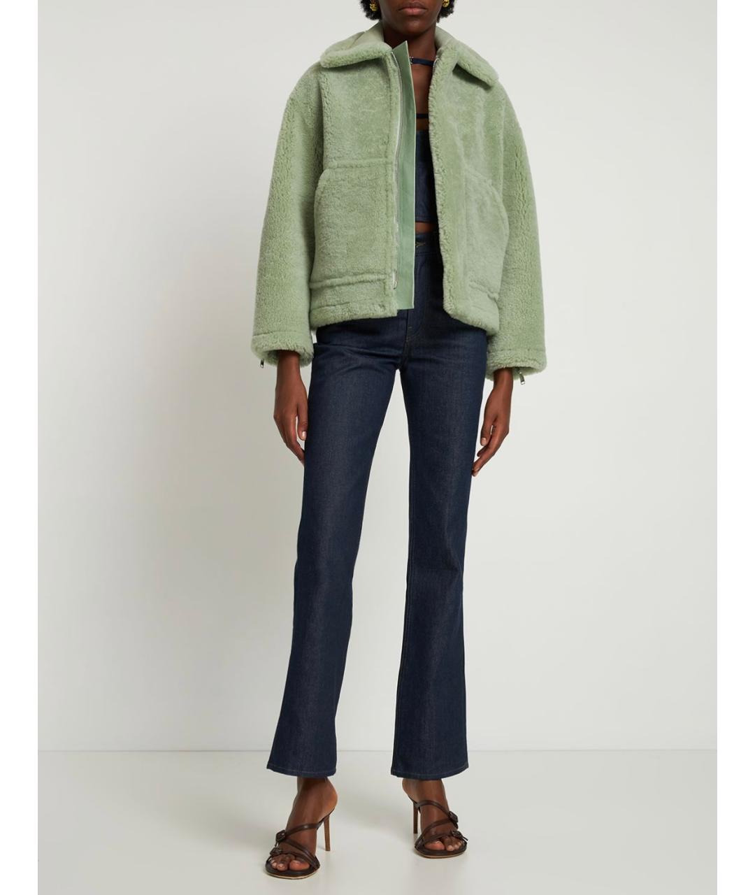 JACQUEMUS Зеленая меховая дубленка, фото 2