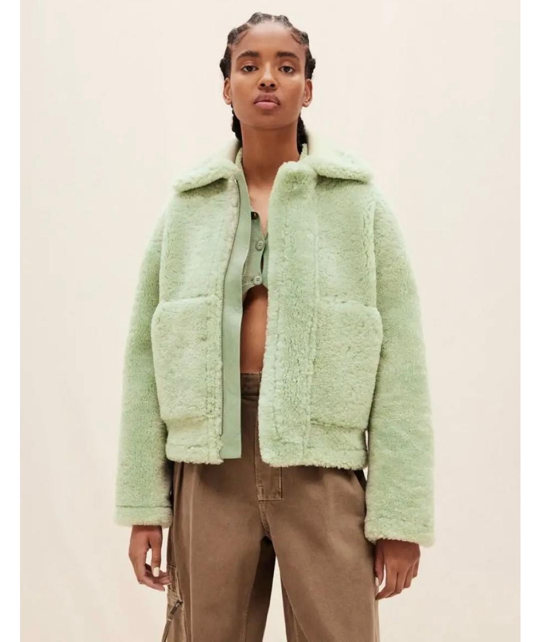 JACQUEMUS Зеленая меховая дубленка, фото 7