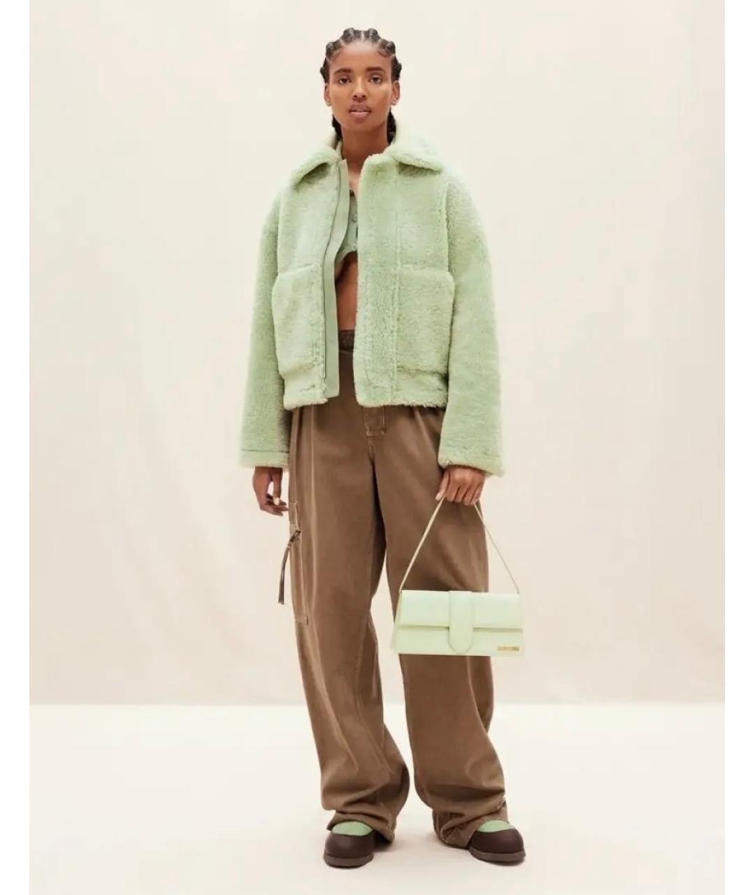 JACQUEMUS Зеленая меховая дубленка, фото 4