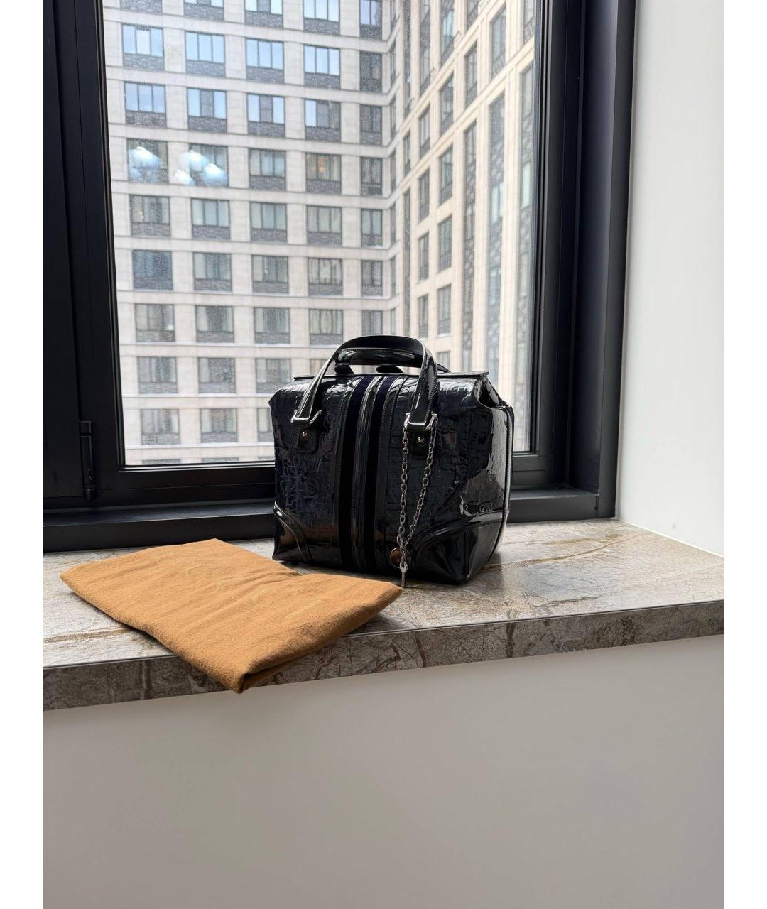 GUCCI Темно-синяя сумка тоут из лакированной кожи, фото 2