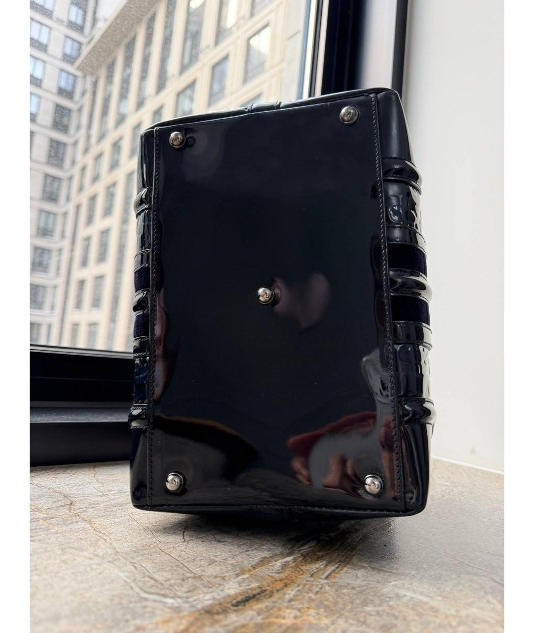 GUCCI Темно-синяя сумка тоут из лакированной кожи, фото 5