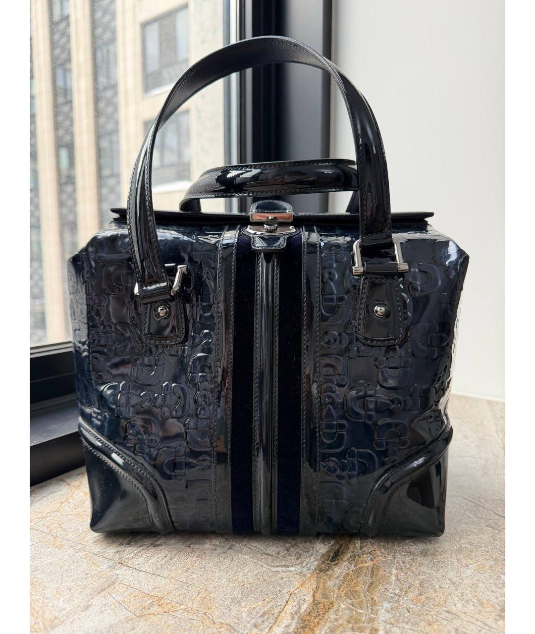 GUCCI Темно-синяя сумка тоут из лакированной кожи, фото 3