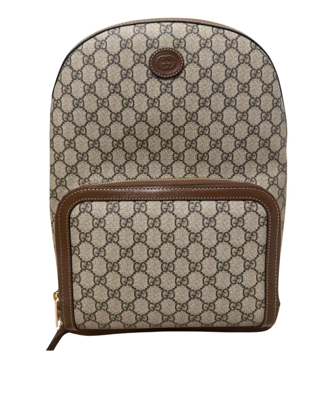 GUCCI Бежевый кожаный рюкзак, фото 1